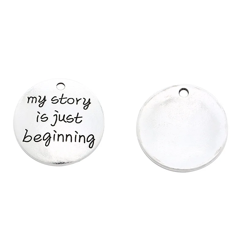 Лидер продаж 10 шт./лот 25 мм буквенная печать my story is just Start шарм Круглый диск