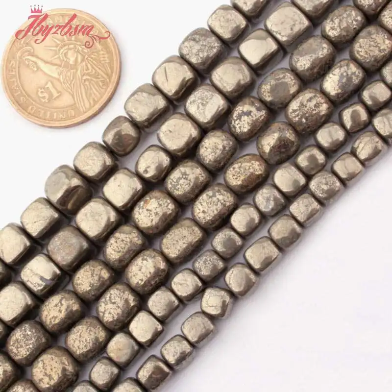 Прямоугольные пиритовые бусины 6 7 8 мм из натурального камня для