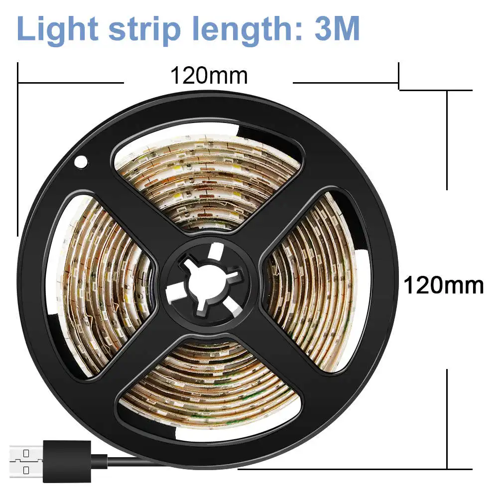 3m 180leds Led Strip Light 5V USB Waterproof Diode Neon Ribbon Flexible Light Tape SMD 2835 Fita Led TV PC Desktop Background Bias Lighting - Испускаемый цвет: 3m 180leds