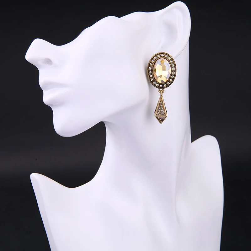 Новое Поступление Античное Золото Цвет Кристалл Падение Серьги Для Женщин
