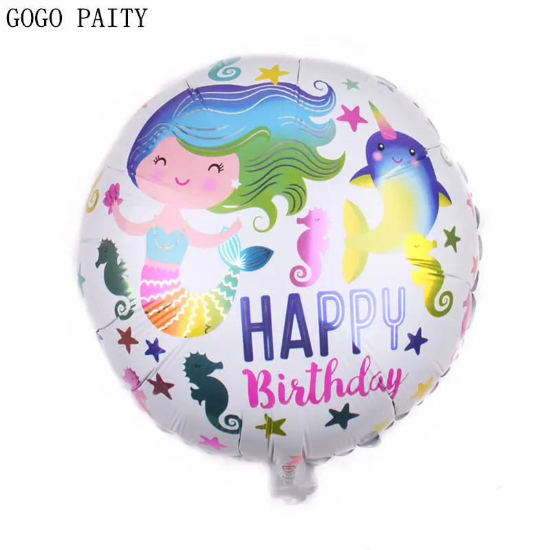 GOGO PAITY Новый 18-дюймовый Круглый мультяшный стиль Русалочки алюминиевый шар