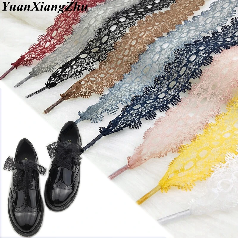 

1Pair Colorful Openwork Lace Laces Off White Shoes Lace Sneaker Casuals Leather Shoelaces 3CM Width 80/100/120CM Length Shoelace