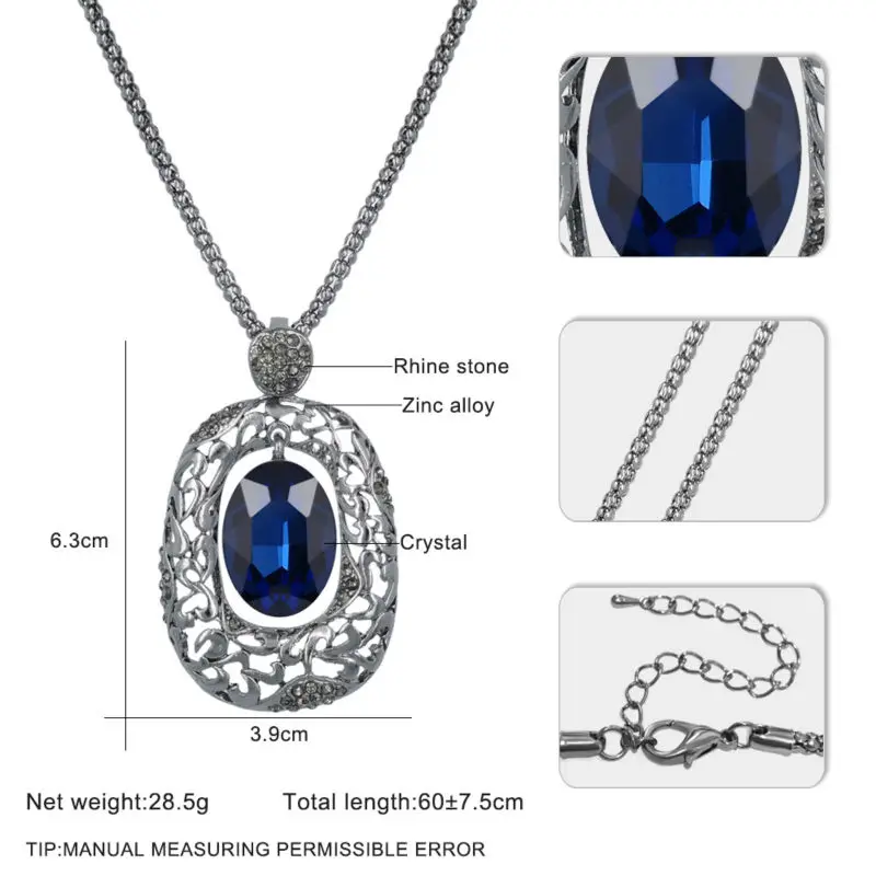 Женское Ожерелье с кулоном VEYO полым кристаллом квадратное на длинной цепочке |