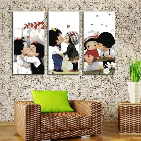 

3pcs/set Needlework DIY Cross stitch,Sets For Embroidery kit, love kissing baby pattern Cross-Stitch decoration painting