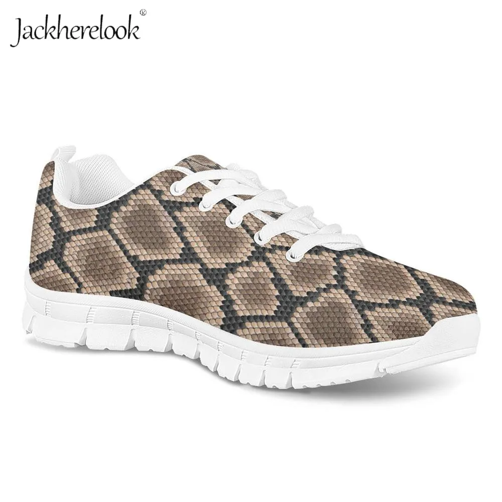 Кроссовки Jackherelook женские легкие Вулканизированная кожа Змеиный узор питона