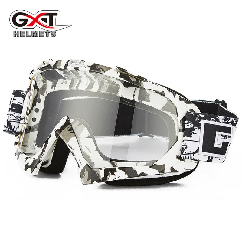 GXT moto cross moto rcycle очки ATV MTB DH ветрозащитное стекло для катания на лыжах мото велосипедные очки стеклянный шлем для беговых велосипедов - Цвет: black white