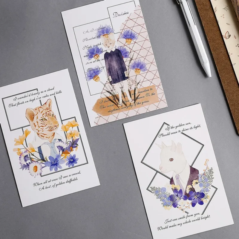 30 pc/lot Cute Mr. Fox animals cartoon Postcard paper card Valentine's Day New Year Greeting Card Birthday Gift Message cards | Дом и сад