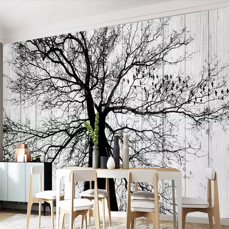 Wellyu современное минималистичное черно белое дерево для гостиной фон телевизора