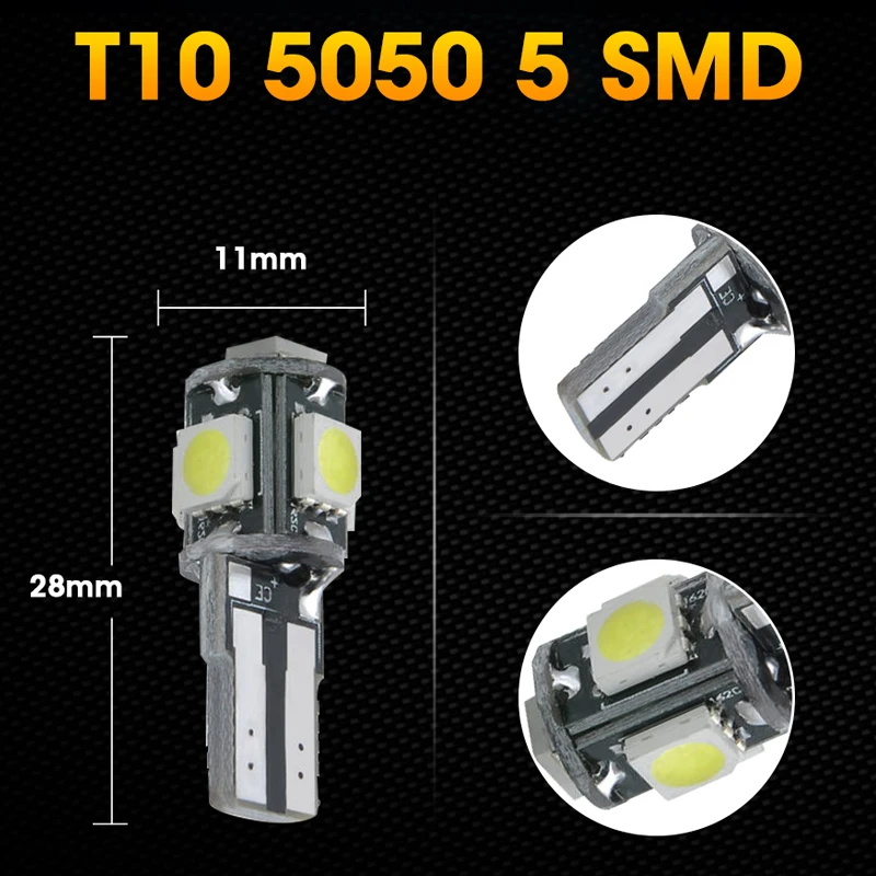 Hlxg 10 шт. T10 LED W5W 5smd 168 194 Освещение для интерьера лампы чтения указатели поворота
