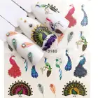 Наклейки для ногтей LCJ, 1 шт., наклейка для ногтей с изображением павлина, воды, животных, цветов, растений, декоративные наклейки для дизайна ногтей
