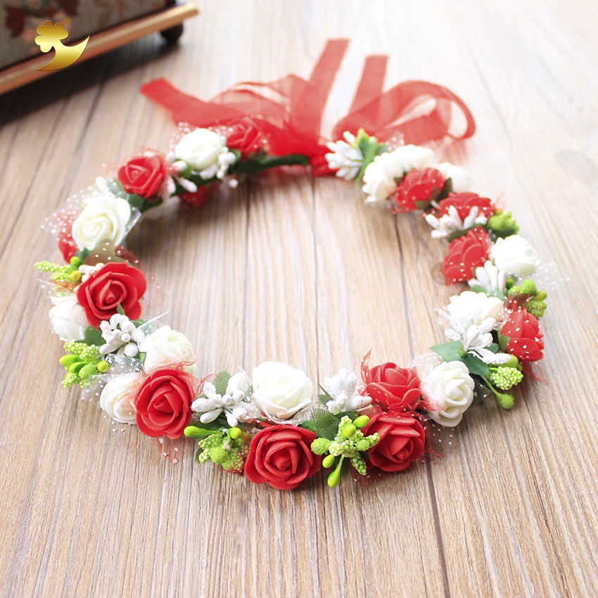 XinYun Women Adjustable Rose Flower Headbands Crown Beach Wedding Wreath Hairband Bridal Hair Ornament | Украшения и аксессуары