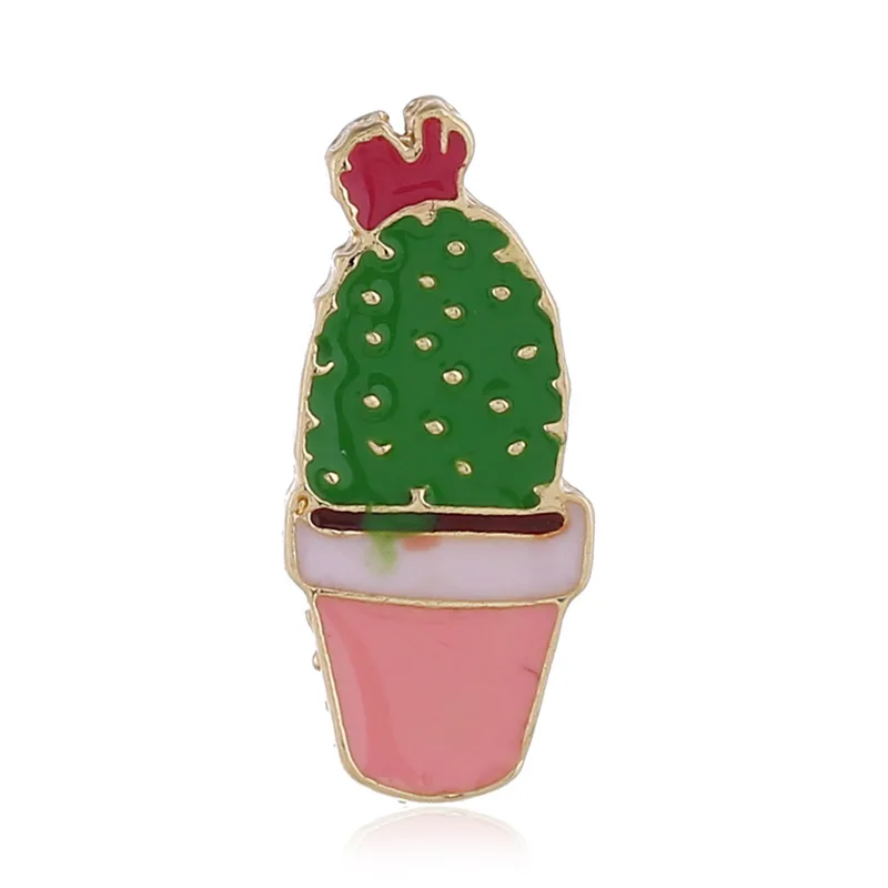 

European and American Jewelry 2018 New Creative Set Brooch Plant Cactus Pot Dropping Oil Brooch Emblem