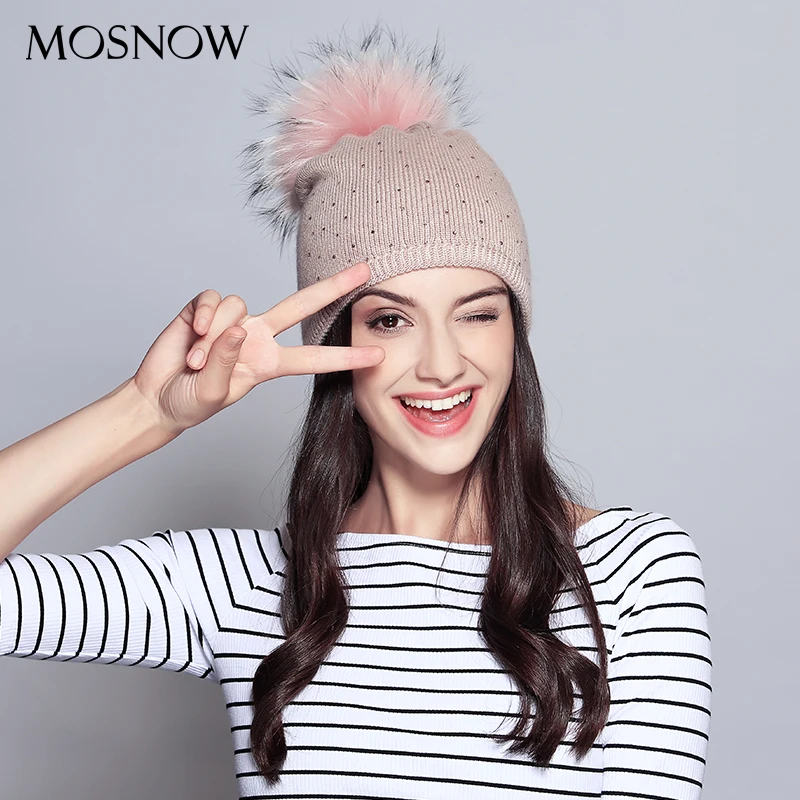 Шерстяная Круглая Шапочка для женщин 2019 Новая повседневная шапка Помпон из меха