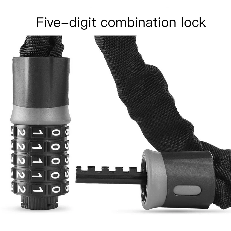 Bicycle Lock Safe Metal Anti-Theft Chain 5 Letters Code Outdoor Security Reinforced Cycling Accessories | Спорт и развлечения