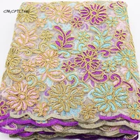 embroidered gauze fabric for wedding dress embroidered flower fabrics sewing african lace textile pierced lace fabrics 50120cm