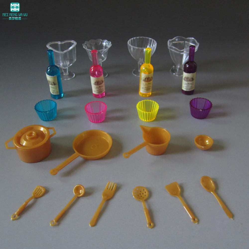 22 шт./лот мини посуда игрушки бутылки для еды кухонные принадлежности столовой