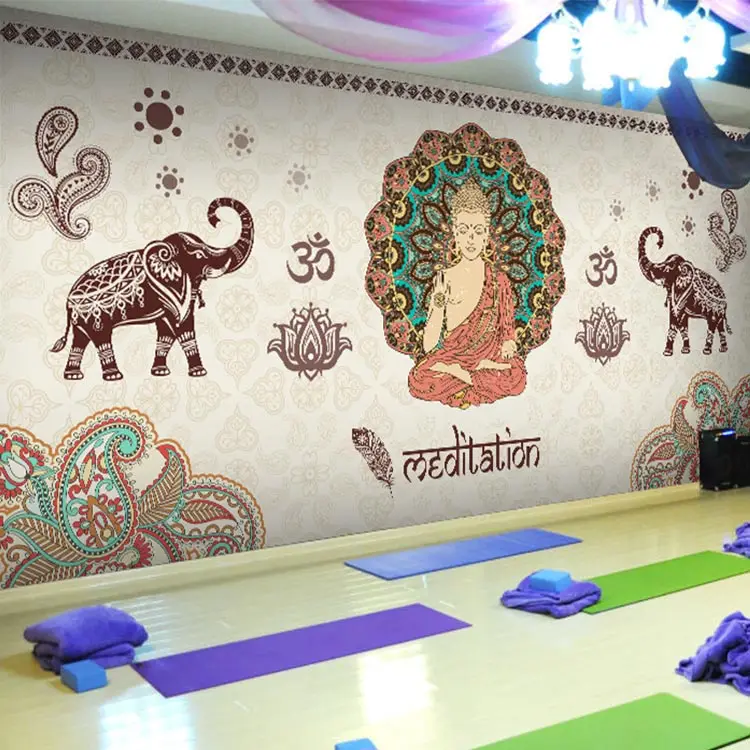

3D photo wallpaper Thai stereo 3D Yoga beauty buddha mural Gym Dance room Spa box wallpaper mural