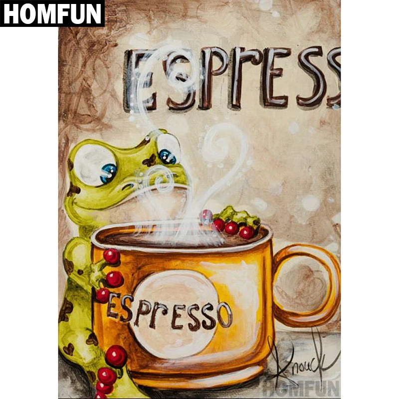 Алмазная живопись HOMFUN A00620 картина лягушка эспрессо с полными