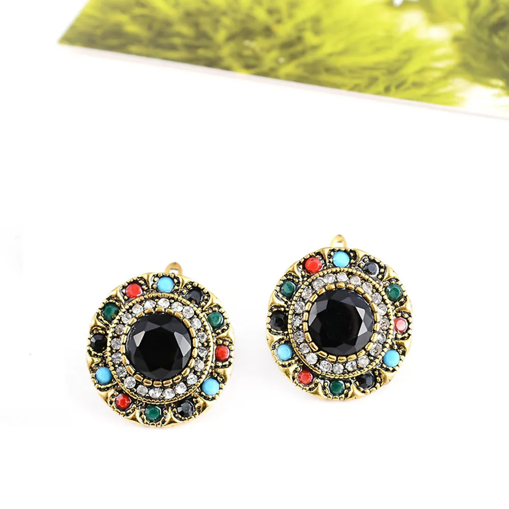 Винтажные разноцветные очаровательные серьги-гвоздики из смолы в этническом