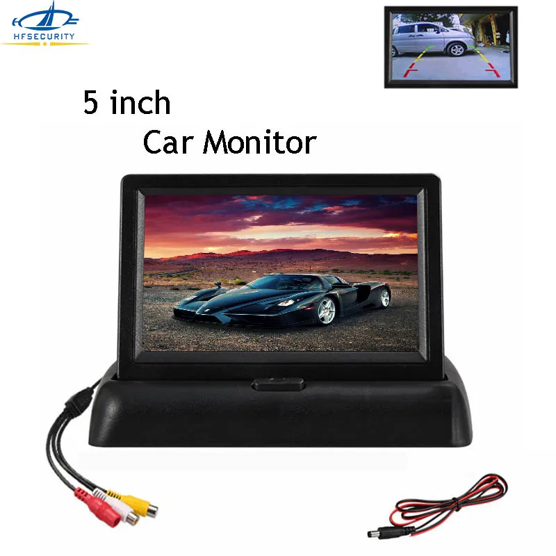 

HF 5 Inch 800X480P HD Foldable Car Monitor For Rear View Camera Bus Car Reverse TFT LCD Display Screen Mini TV Monitor