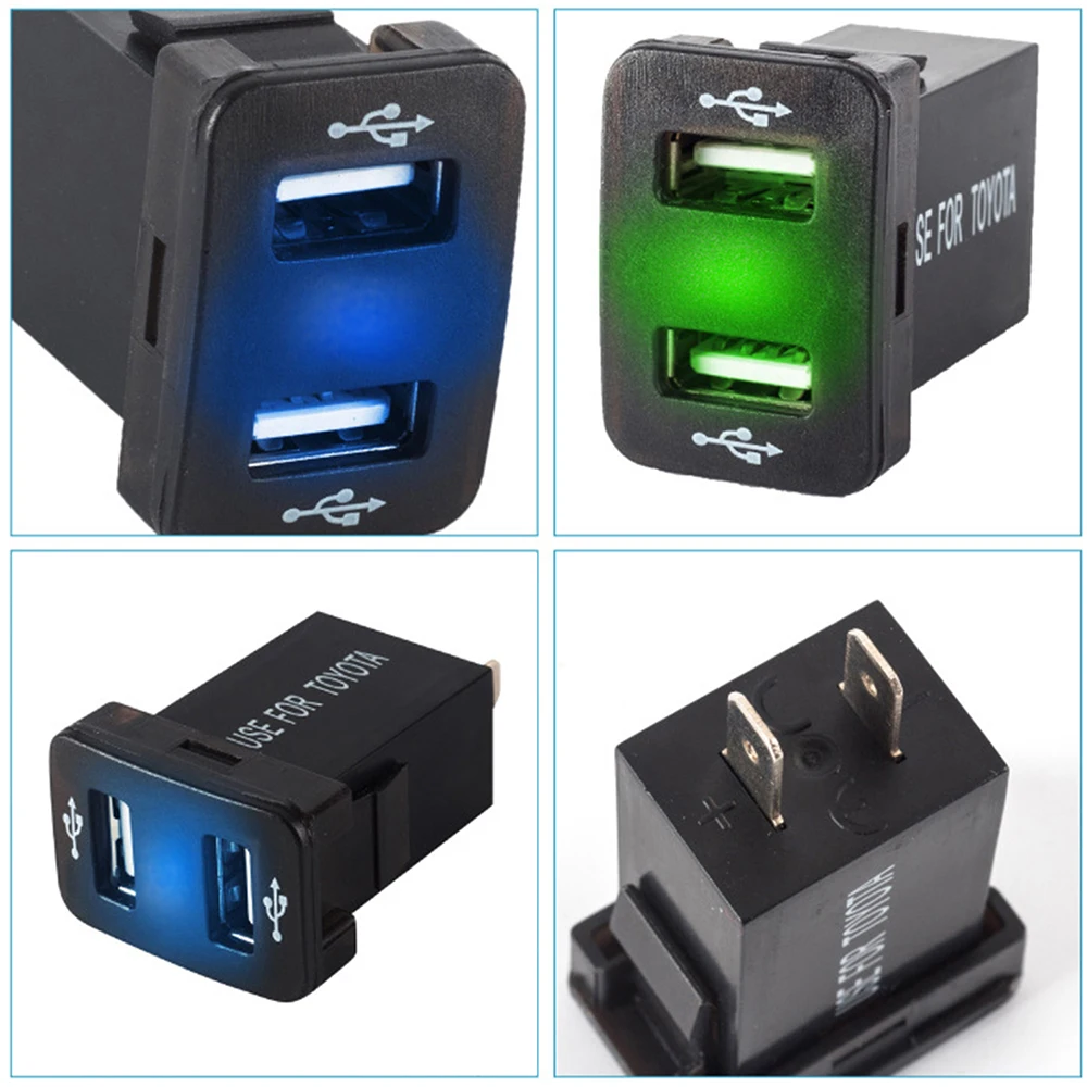 Двойное автомобильное зарядное устройство USB светодиодный выход питания с предохранителем 12-24V 5V 4.2A USB более быстрое зарядное устройство USB разъем порт для Toyota Corolla