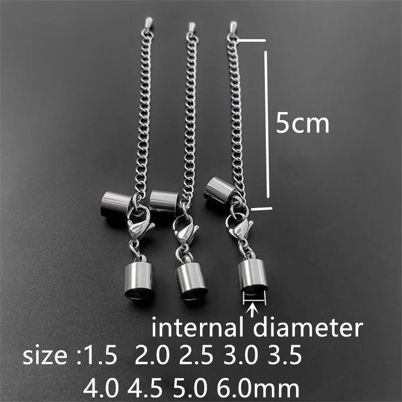 30pcs 316L Stainless Steel Extension End Chain Bracelet  Wax Cord Buckle for Necklace Extender Chains for DIY Jewelry Making images - 6