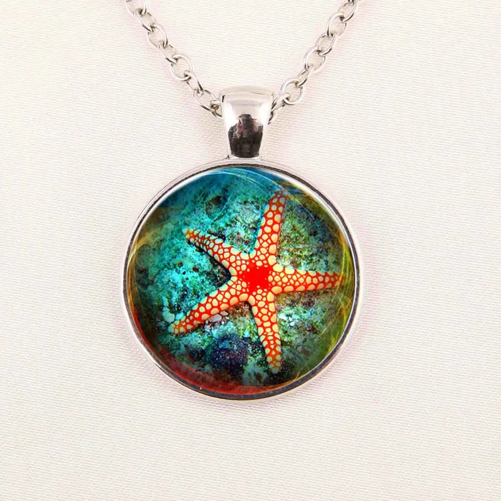 Новинка 2015 винтажный стеклянный кабошон ожерелье забавные морской мир starfish