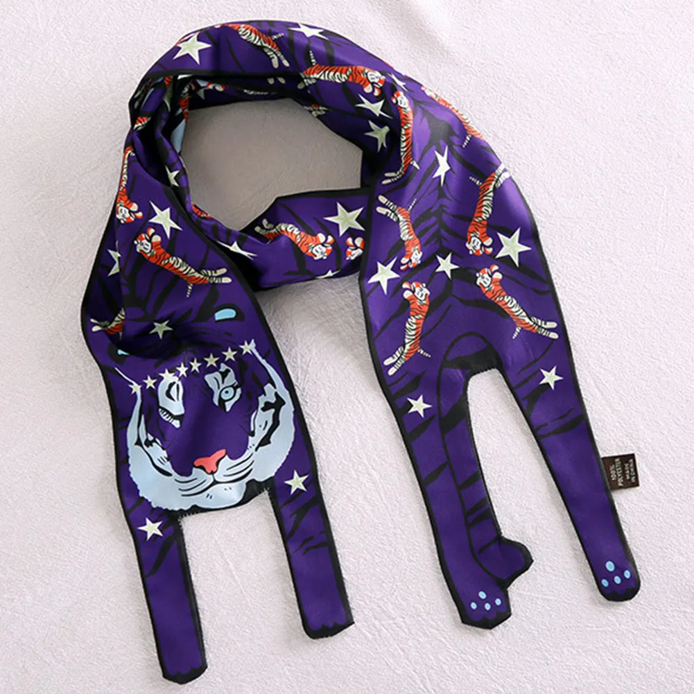 Purple Tiger Дизайнерская сумка с шарфом, уникальная шелковая rfid-блокировка животных - Цвет: Purple Tiger