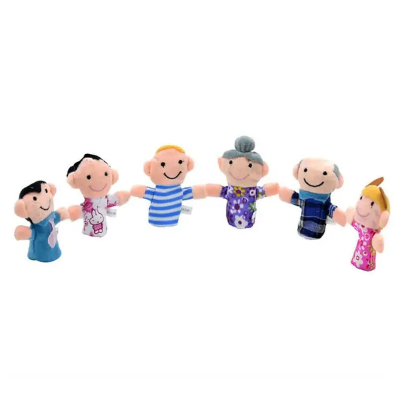 

6Pcs Finger Puppet Family Puppets Set Mini Plush Baby Boy Girl Parents Grandparents Story Telling Hand Cloth Toy New