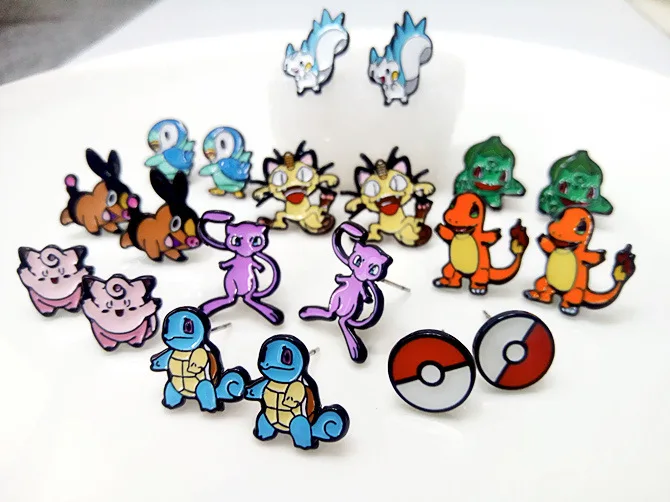 Модные серьги-гвоздики с эмалью в форме Пикачу Pokemon Go для женщин, девушек, чармандер, Сквиртл, Бульбазавр, серьги, подарок для любителей аллергии