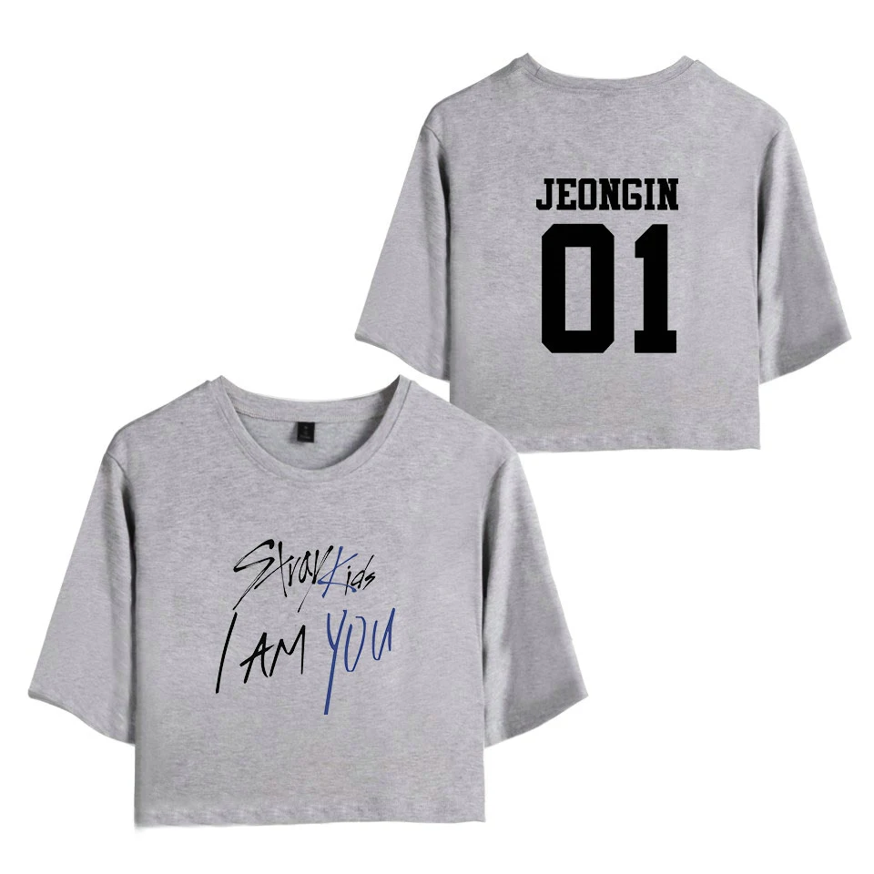 KELUOXIN Kpop StrayKids футболка с коротким рукавом I am YOU Album Crop Tops Женская Хип-хоп сексуальная открытая детская футболка с пупком