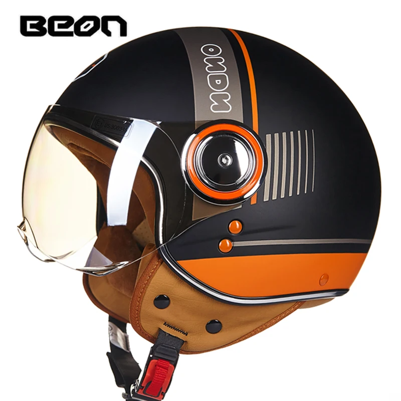 Мотоциклетный шлем BEON 3/4 полулицевой скутер мотоциклетный Jet винтажный Ретро