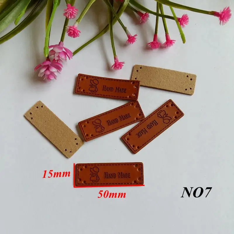 50 шт. модные английские этикетки «Hand Made» из искусственной кожи, этикетки на одежду для одежды, этикетки на джинсы, сумки, обувь, аксессуары для шитья