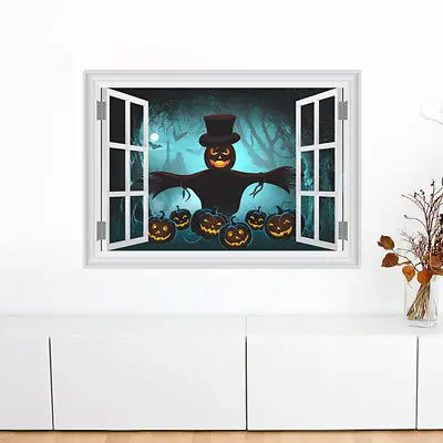 3D Хэллоуин пугало фон Настенный декор съемные настенные наклейки домашний