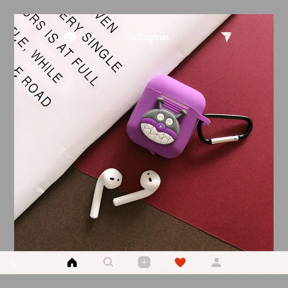 Милый мультфильм анпанман байкинман чехол для Apple Airpods Улица Сезам Элмо Рекс Зеленый Динозавр Kawaii силиконовый чехол AirPods2
