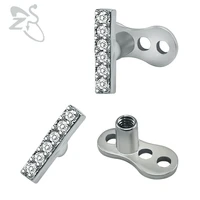 simple design crystal popular micro dermal anchor piercing jewelry internally threaded top dermal anchor piercing with holes