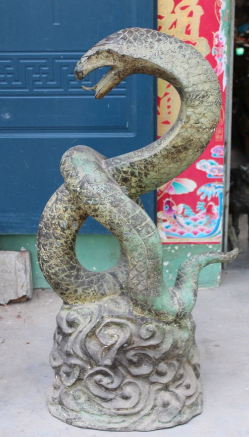 bir 003999 41&quot Huge Chinese Bronze Statue Phylactery Animal Snake Ophelia Snakes Serpent Sculpture | Дом и сад