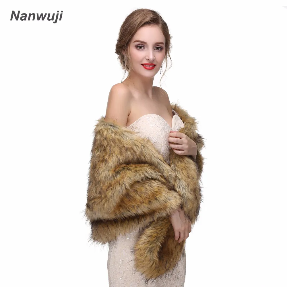 

Wedding Bolero White Bridal Jackets Accessories Winter Woman Party Coat Faux Fur Wrap In stocks