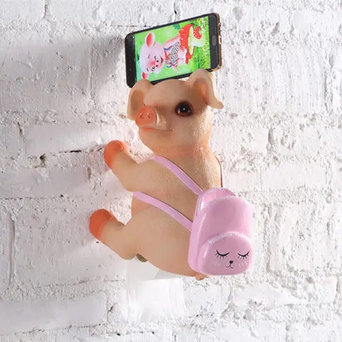 pink peppa Синтетическая смола ванная комната креативный держатель бумаги желтая Подставка для салфеток ванная комната держатель туалетной бумаги настенная стойка для мобильного телефона - Color: pink peppa