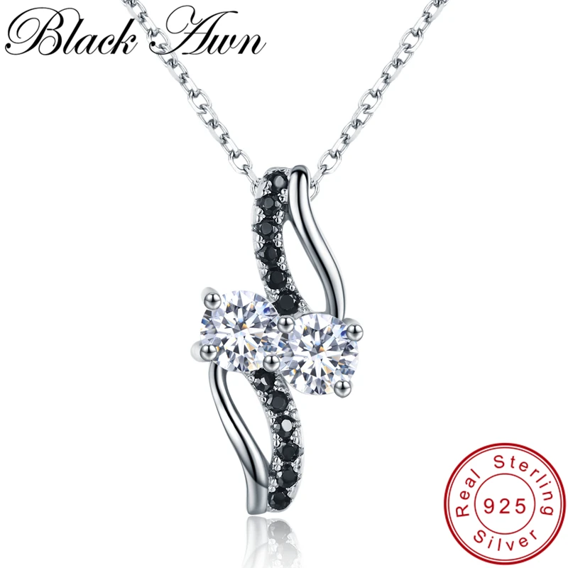 

[BLACK AWN] 925 Sterling Silver Necklace for Women Sterling Silver Jewelry Necklaces Pendants Female Bijoux Girl's Gift K024