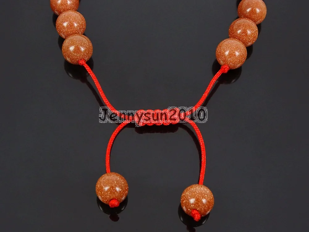 Handmade 8mm Adjustable Natural Gold Sand Gems Stone Round Beads Bracelet Healing Reiki 5 Strands/Pack | Украшения и аксессуары