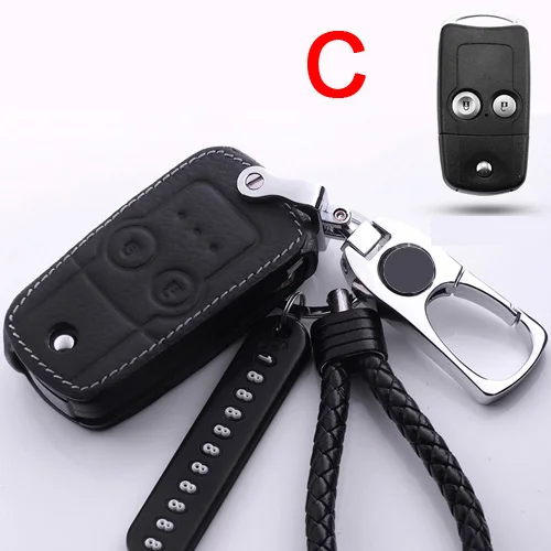 black Чехол для ключей автомобиля из натуральной кожи для Honda Accord Civic City Vezel CRZ CRV URV XRV HRV FIT JADE Брелоки металлические брелоки - Название цвета: black