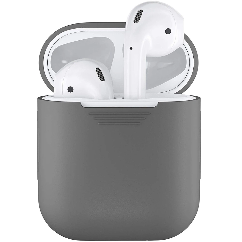 Серый Противоударный мягкий силиконовый защитный чехол для Apple, для AirPods 2nd, Модные Портативные защитные чехлы - Цвет: Серый