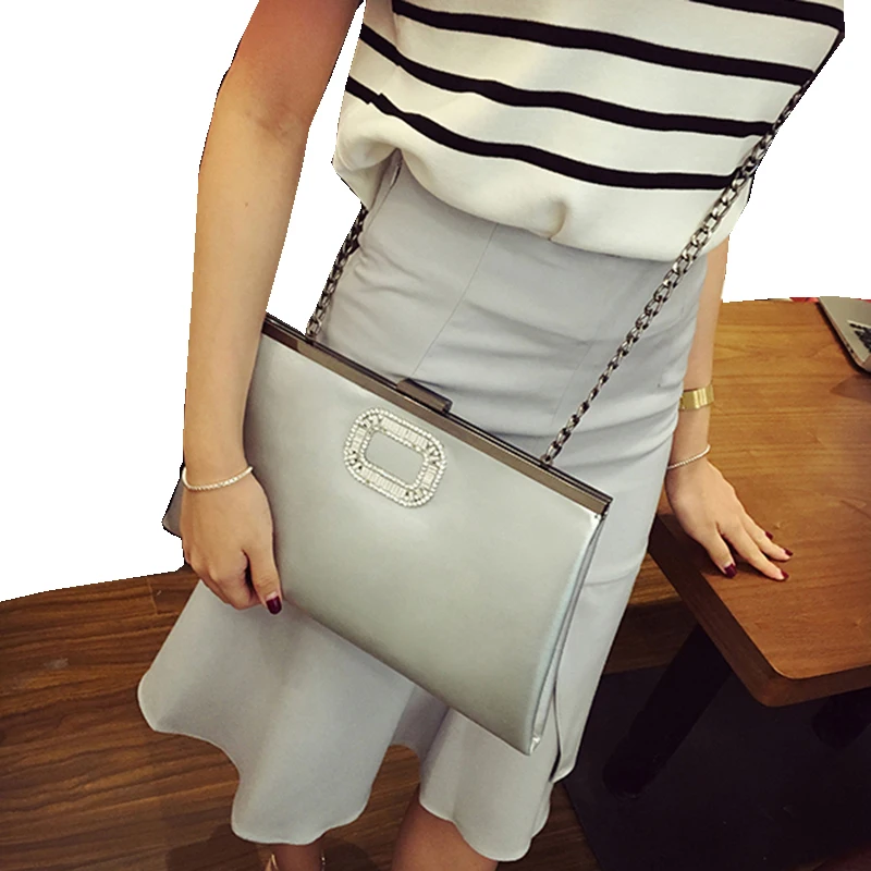 Женская сумка на цепочке Вместительная женская клатч модный кошелек конверт 2017