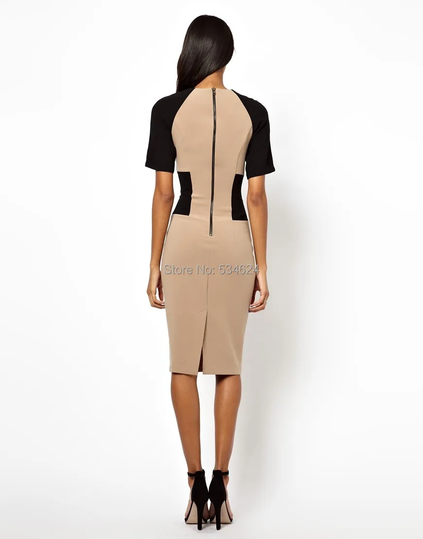 Женское коктейльное платье-карандаш до колен с V-образным вырезом | Женская