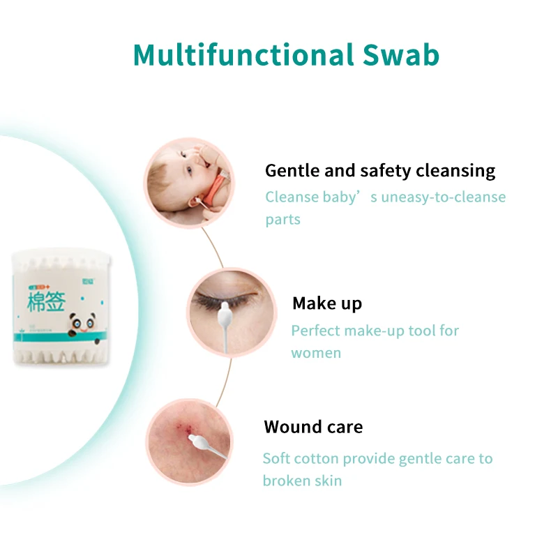 Безопасные ватные палочки натуральный хлопок тампоны для детей носа ушей Чистый