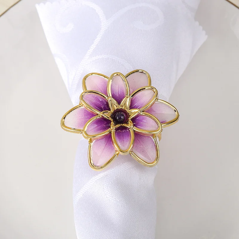 12PCS metal flower Western napkin ring Hotel set table Wedding wedding buckle | Дом и сад