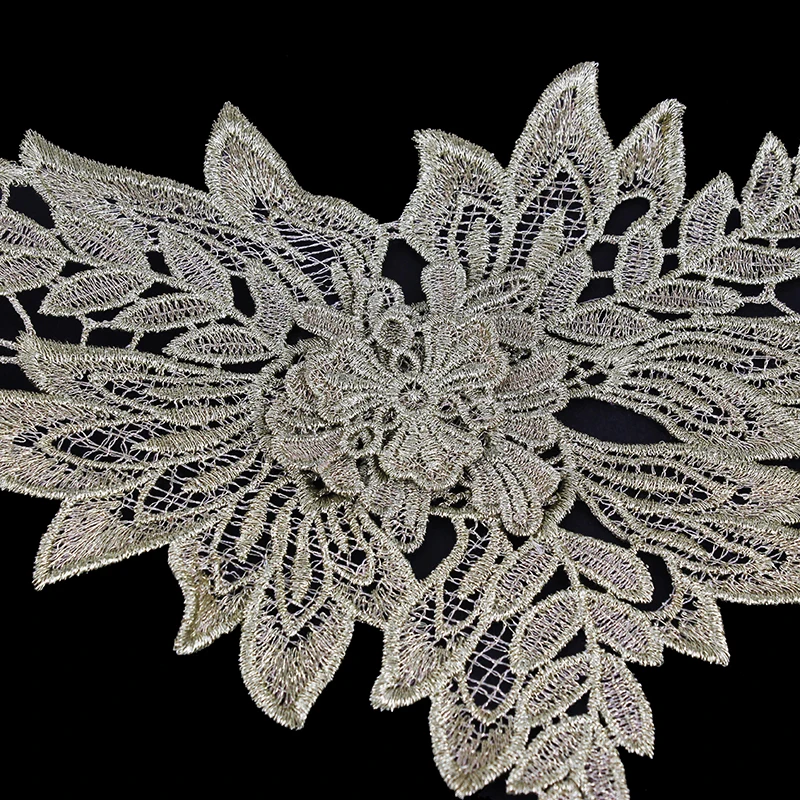 10 ярдов 3D золотая металлическая отделка Кружевная аппликация вышивка цветочное