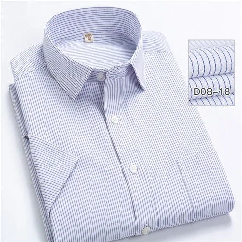 D08-18 DAVYDAISY размера плюс 5xl 6xl 7xl 8xl Мужская рубашка Летняя с коротким рукавом полосатая рубашка Повседневная Рабочая Рубашка брендовая одежда DS334 - Цвет: D08-18