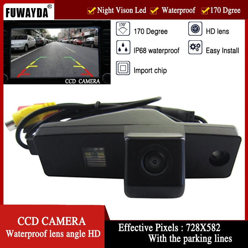 

FUWAYDA CCD Car Rear View Reverse Mirror Image With Guide Line CAMERA for Toyota Highlander /Kluger /Lexus RX300 WATERPROOF HD